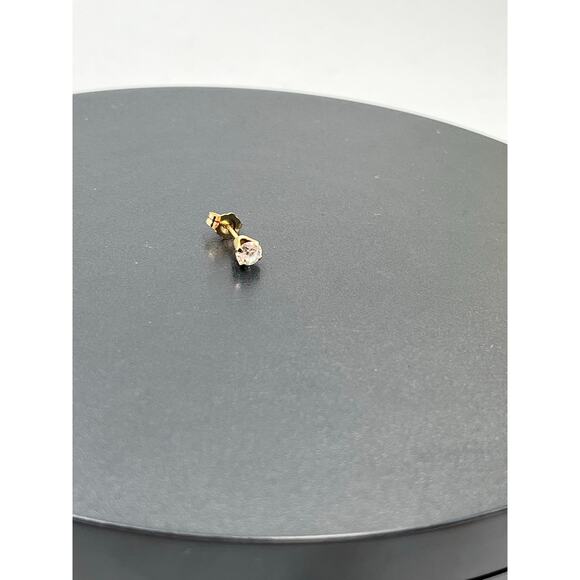 INV Designer 14k Yellow Gold CZ Round Solitaire Stud Earring *Single - Picture 4 of 13